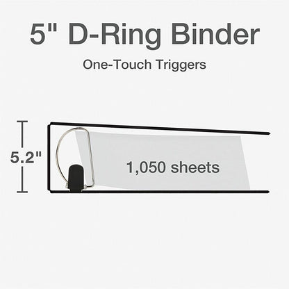 Cardinal® Premier ONE-TOUCH® Easy Open® Locking Slant-D® Rings Binder - 5" Binder Capacity - Letter - 8 1/2" x 11" Sheet