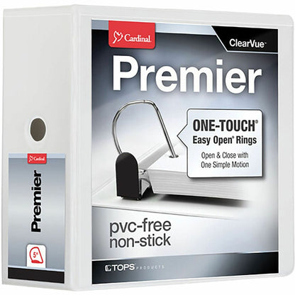 Cardinal® Premier ONE-TOUCH® Easy Open® Locking Slant-D® Rings Binder - 5" Binder Capacity - Letter - 8 1/2" x 11" Sheet