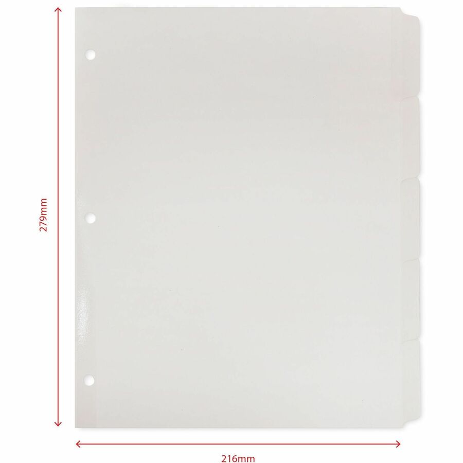 Business Source 3-Ring 5-Tab Erasable Tab Indexes - 5 Write-on Tab(s) - 2" Tab Width - 8.5" Divider Width x 11" Divider 