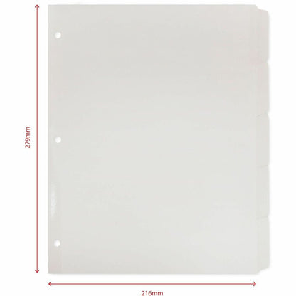 Business Source 3-Ring 5-Tab Erasable Tab Indexes - 5 Write-on Tab(s) - 2" Tab Width - 8.5" Divider Width x 11" Divider 