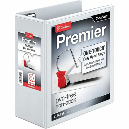 Cardinal® Premier ONE-TOUCH® Easy Open® Locking Slant-D® Rings Binder - 4" Binder Capacity - Letter - 8 1/2" x 11" Sheet