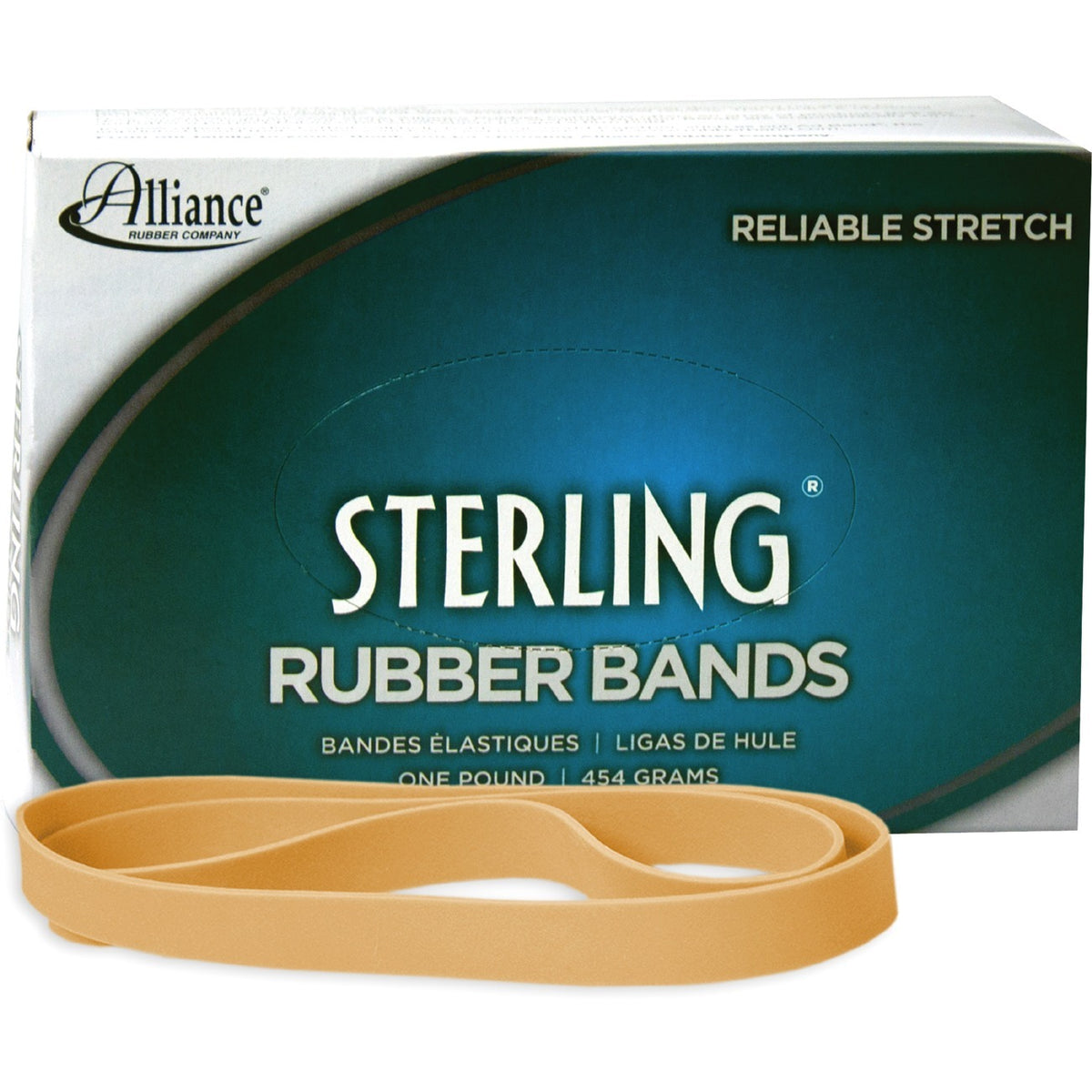 Alliance Rubber Sterling Rubber Bands - Size: #107 - 7" Length x 0.6" Width - Durable, Elastic - Natural Crepe - 40 / Bo
