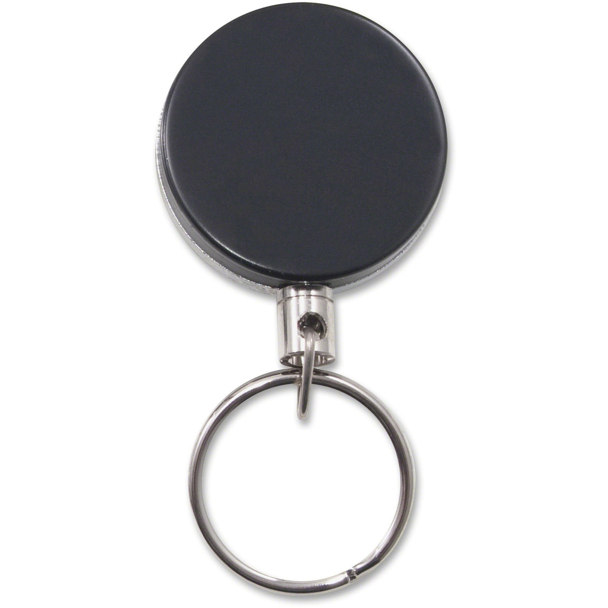 Advantus Heavy-Duty Steel Chain Retracting ID Reel - Steel - Silver, Black - 6 / Pack