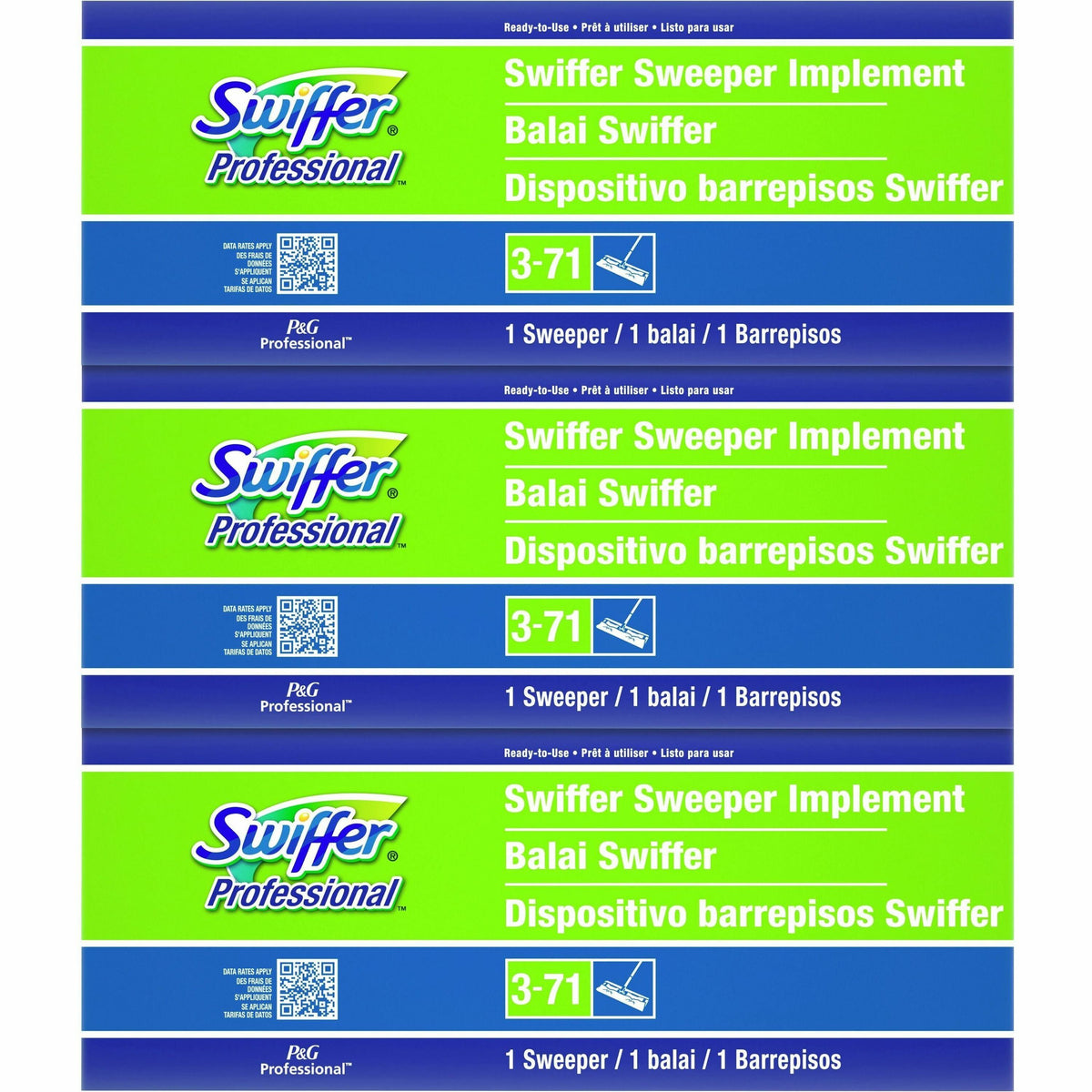 Swiffer Professional Sweeper - 10" Width Head - Swivel Head, Lightweight - Green - 3 / Carton