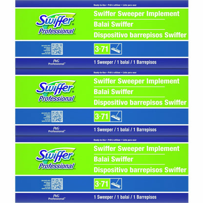 Swiffer Professional Sweeper - 10" Width Head - Swivel Head, Lightweight - Green - 3 / Carton