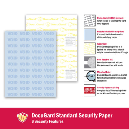 DocuGard Standard Medical Security Paper - Letter - 8 1/2" x 11" - 24 lb Basis Weight - Tamper Resistant, CMS Approved -