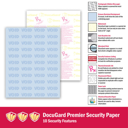 DocuGard Premier Medical Security Paper - Letter - 8 1/2" x 11" - 24 lb Basis Weight - 1 Ream