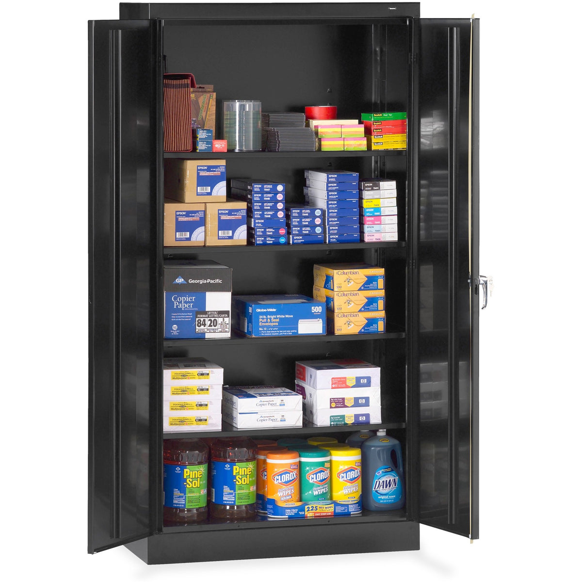 Tennsco Standard Black Storage Cabinet - 36" Width x 18" Depth x 72" Height - 5 x Shelf(ves) - 2 x Standard Door(s) - 1 