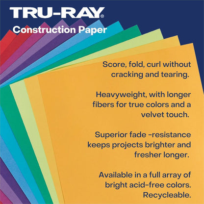 Tru-Ray Construction Paper - Project, Bulletin Board - 12" Width x 9" Length - Blue - Sulphite - 50 / Pack