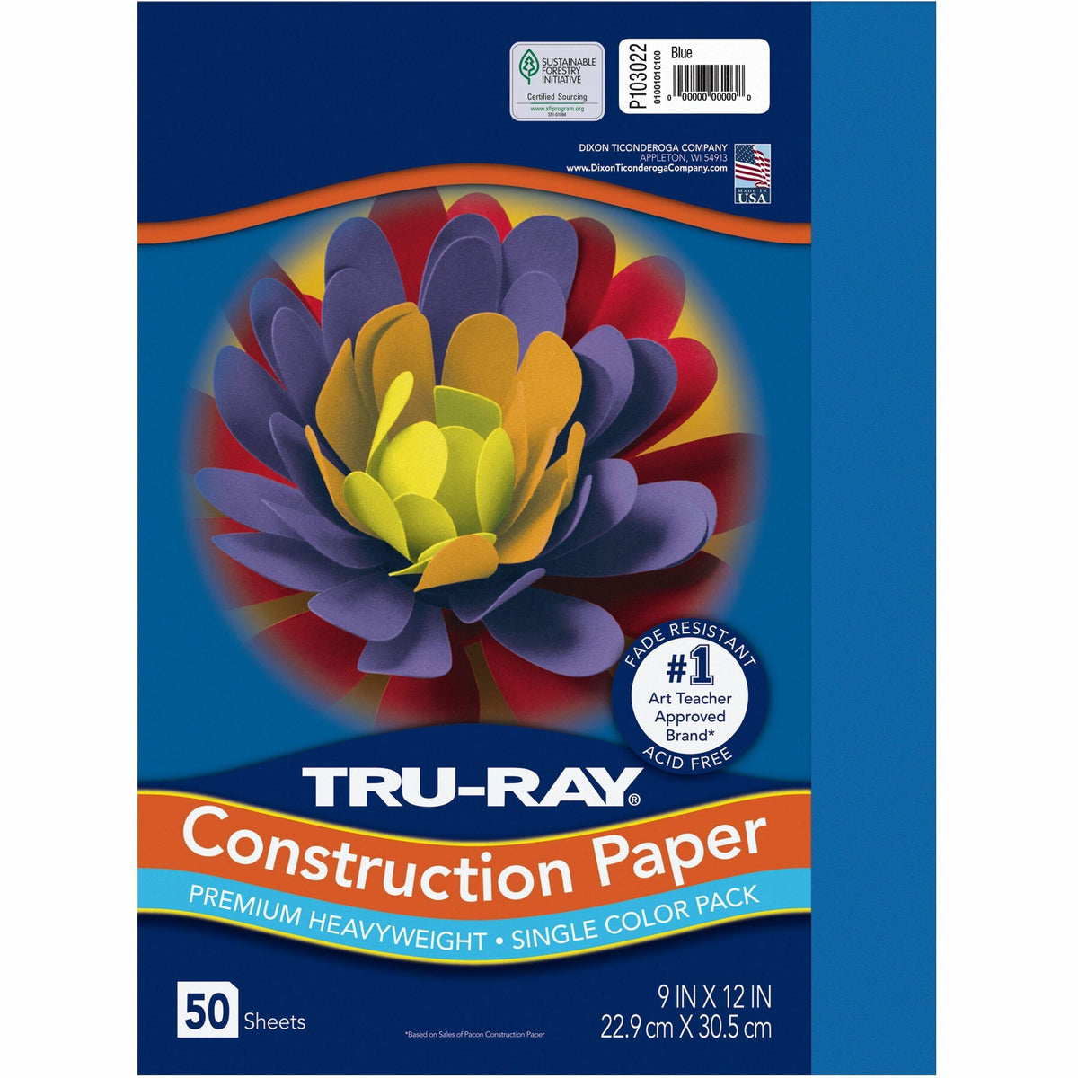 Tru-Ray Construction Paper - Project, Bulletin Board - 12" Width x 9" Length - Blue - Sulphite - 50 / Pack