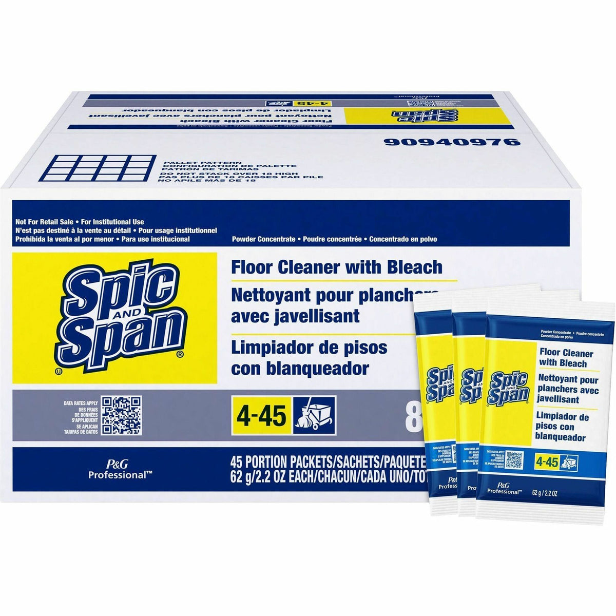 Spic and Span Floor Cleaner with Bleach - For Multipurpose - 2.20 oz (0.14 lb) - Recommended For: Grease Remover, Soil R