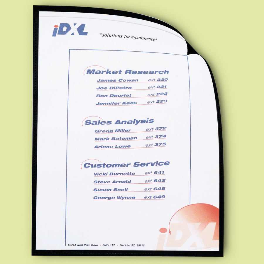 C-Line 8-1/2"x11" Magnetic Cubicle Keepers Pockets - 11" Height x 8.5" Width - Polypropylene - Clear, Black - 1 Box