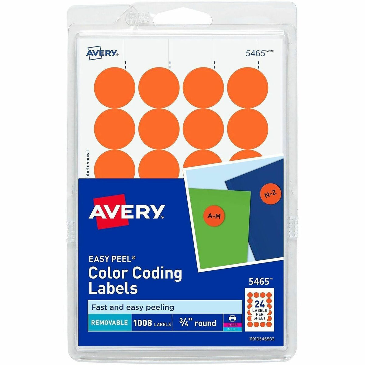 Avery® 3/4" Round Removable Color Coding Labels - 4" Height x 6" Width x 3/4" Diameter - Removable Adhesive - Round - La
