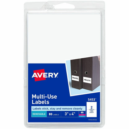 Avery® Removable Multi-Use ID Labels on Printable 4" x 6" Sheets - 3" Height x 4" Width - Removable Adhesive - Rectangle