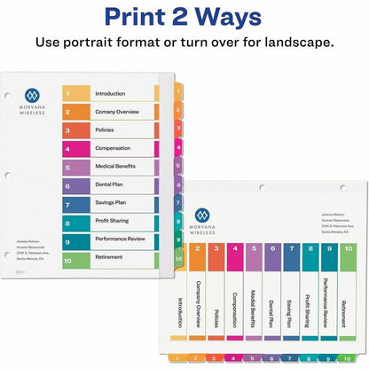Avery Extra-Wide Dividers, 10 Tabs, Ready Index (11165) - 10 x Divider(s) - 10 Tab(s) - Digit - 1-10, Table of Contents 