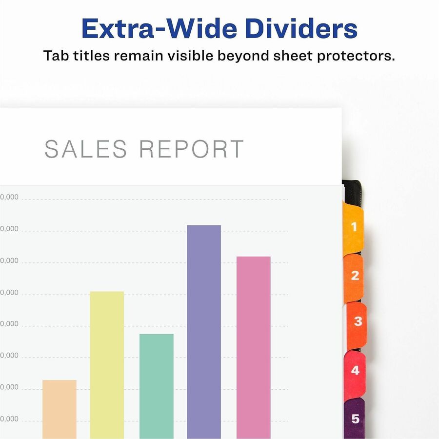 Avery Extra-Wide Dividers, 10 Tabs, Ready Index (11165) - 10 x Divider(s) - 10 Tab(s) - Digit - 1-10, Table of Contents 