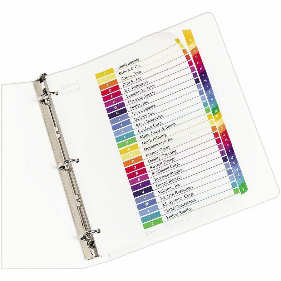 Avery Ready Index Table of Contents Dividers - 26 x Divider(s) - 26 Printed Tab(s) - Alphabet - A-Z - 26 Tab(s)/Set - 1 