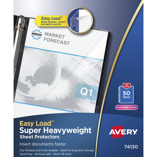 Avery® Diamond Clear Heavyweight Sheet Protectors - Sheet Capacity - For Letter 8 1/2" x 11" Sheet - 3 x Holes - Ring Bi