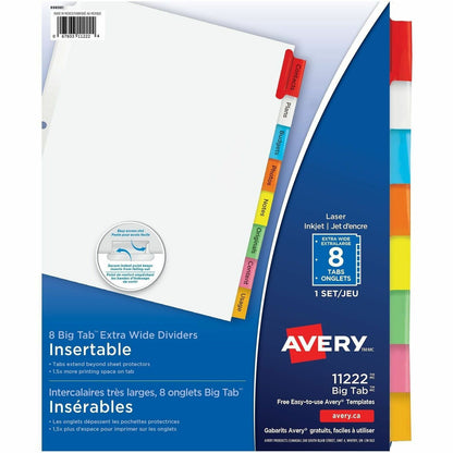Avery Big Tab Insertable Extra Wide Dividers - 8 x Divider(s) - 8 Tab(s) - 8 - 8 Tab(s)/Set - 9.3" Divider Width x 11.12