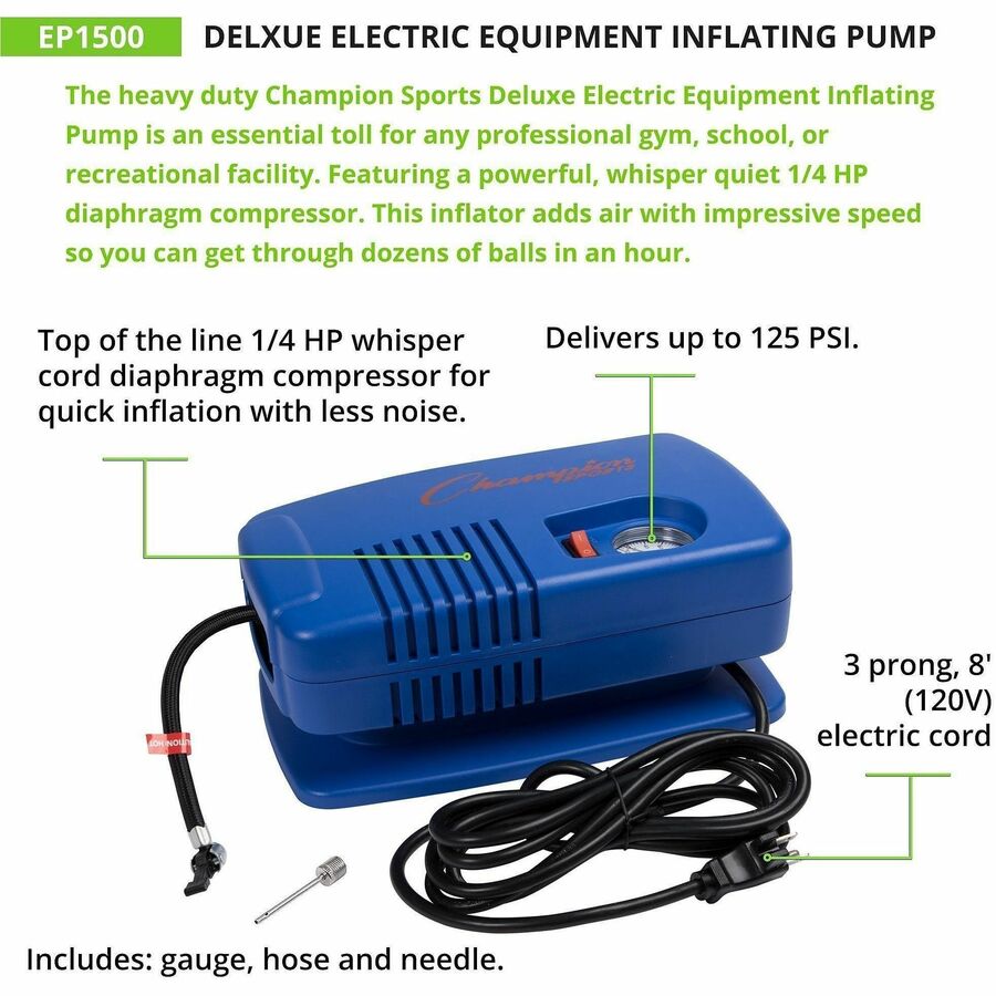 Champion Sports Deluxe Electric Inflating Pump - Blue
