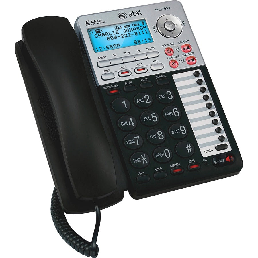 VTech ML17939 Standard Phone - Black - 2 x Phone Line - Speakerphone - Backlight