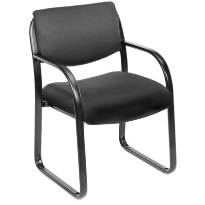 Boss Guest Chair - Black Seat Color - Fabric Seat Material - Black Frame Color - Metal Frame Material - Sled Base - 1 Ea
