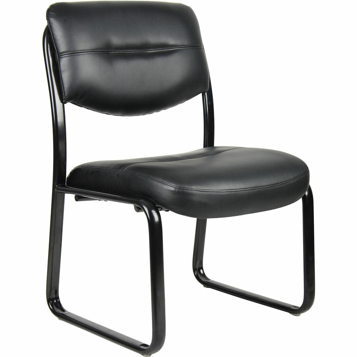 Boss Guest Chair - Black Seat Color - LeatherPlus Seat Material - Black Frame Color - Steel Frame Material - Sled Base -
