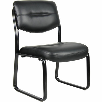 Boss Guest Chair - Black Seat Color - LeatherPlus Seat Material - Black Frame Color - Steel Frame Material - Sled Base -
