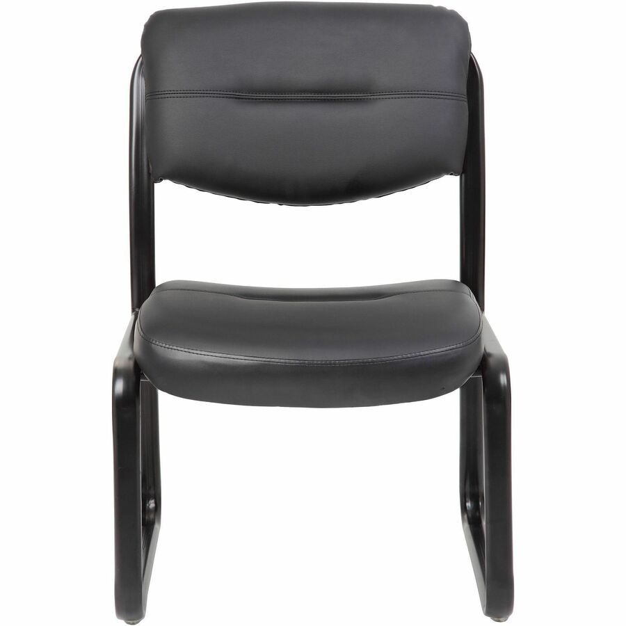 Boss Guest Chair - Black Seat Color - LeatherPlus Seat Material - Black Frame Color - Steel Frame Material - Sled Base -