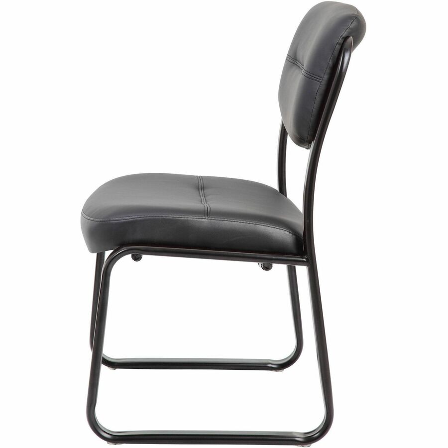 Boss Guest Chair - Black Seat Color - LeatherPlus Seat Material - Black Frame Color - Steel Frame Material - Sled Base -