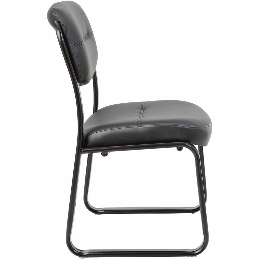 Boss Guest Chair - Black Seat Color - LeatherPlus Seat Material - Black Frame Color - Steel Frame Material - Sled Base -