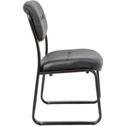 Boss Guest Chair - Black Seat Color - LeatherPlus Seat Material - Black Frame Color - Steel Frame Material - Sled Base -