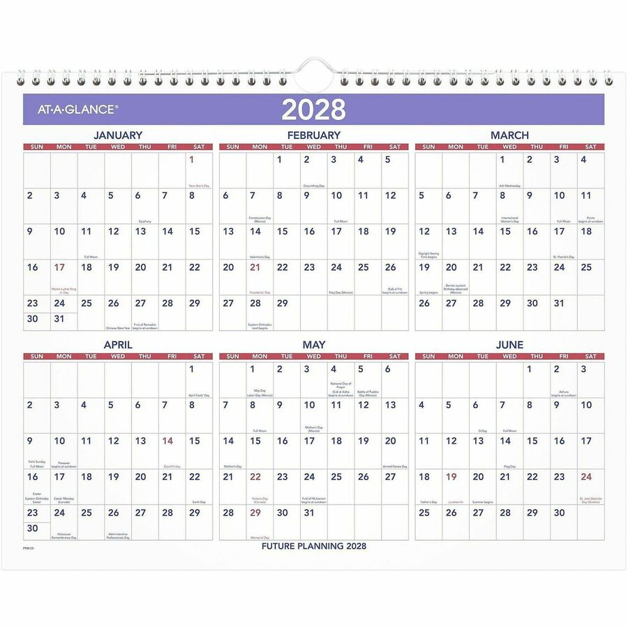 At-A-Glance Wall Calendar - Medium - Julian Dates - Monthly - 12 Month - January 2027 to December 2027 - 1 Week Single P