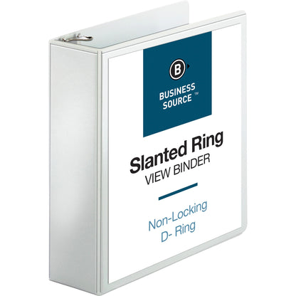 Business Source Basic D-Ring White View Binders - 3" Binder Capacity - Letter - 8 1/2" x 11" Sheet Size - Fastener: D-Ri