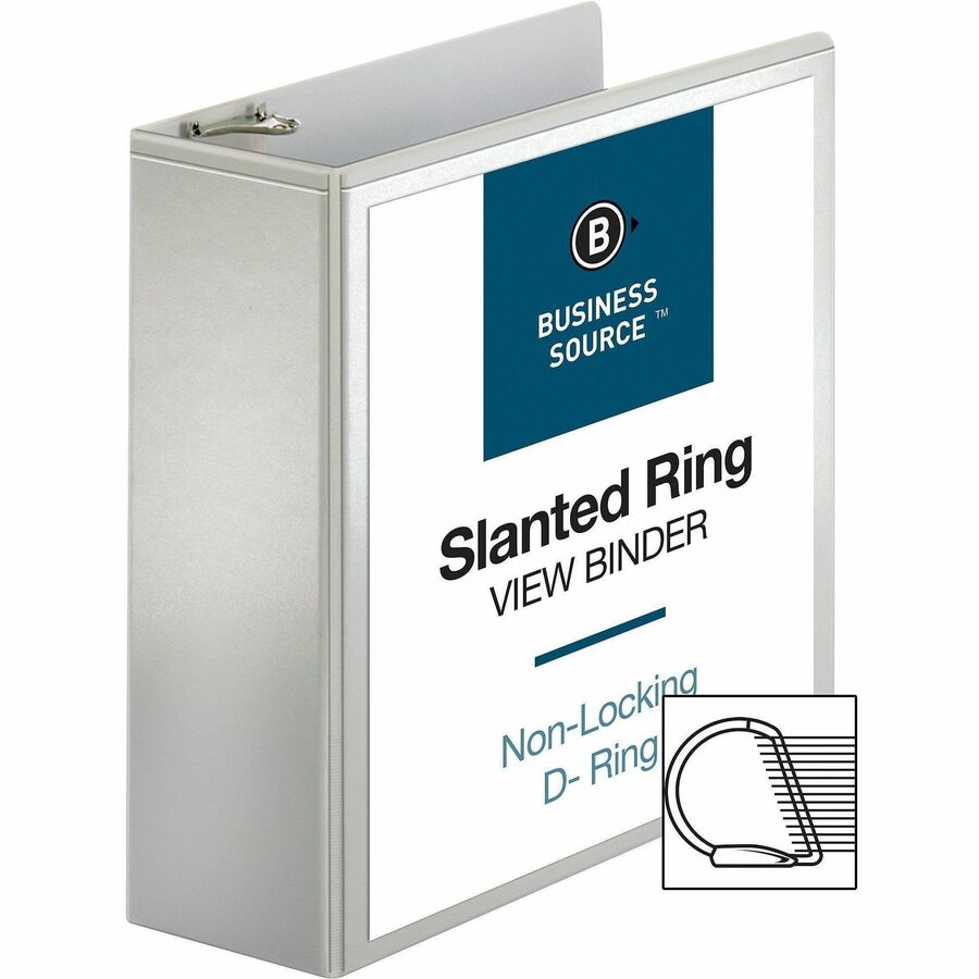 Business Source Basic D-Ring White View Binders - 4" Binder Capacity - Letter - 8 1/2" x 11" Sheet Size - Fastener: D-Ri