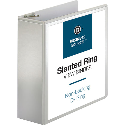 Business Source Basic D-Ring White View Binders - 4" Binder Capacity - Letter - 8 1/2" x 11" Sheet Size - Fastener: D-Ri