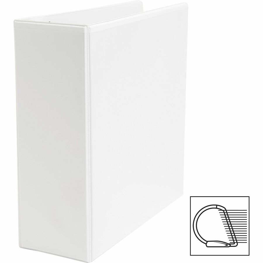 Business Source Basic D-Ring White View Binders - 4" Binder Capacity - Letter - 8 1/2" x 11" Sheet Size - Fastener: D-Ri