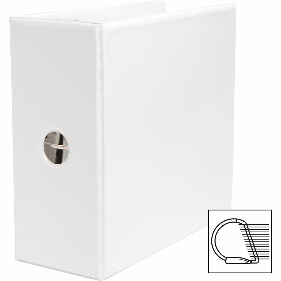 Business Source Basic D-Ring White View Binders - 5" Binder Capacity - Letter - 8 1/2" x 11" Sheet Size - Fastener: D-Ri