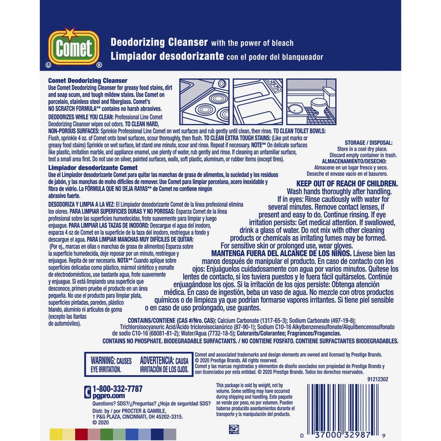 Comet Deodorizing Cleanser - For Hard Surface, Toilet Bowl, Tile, Tub, Sink, Chrome, Stainless Steel, Fiberglass, Marble