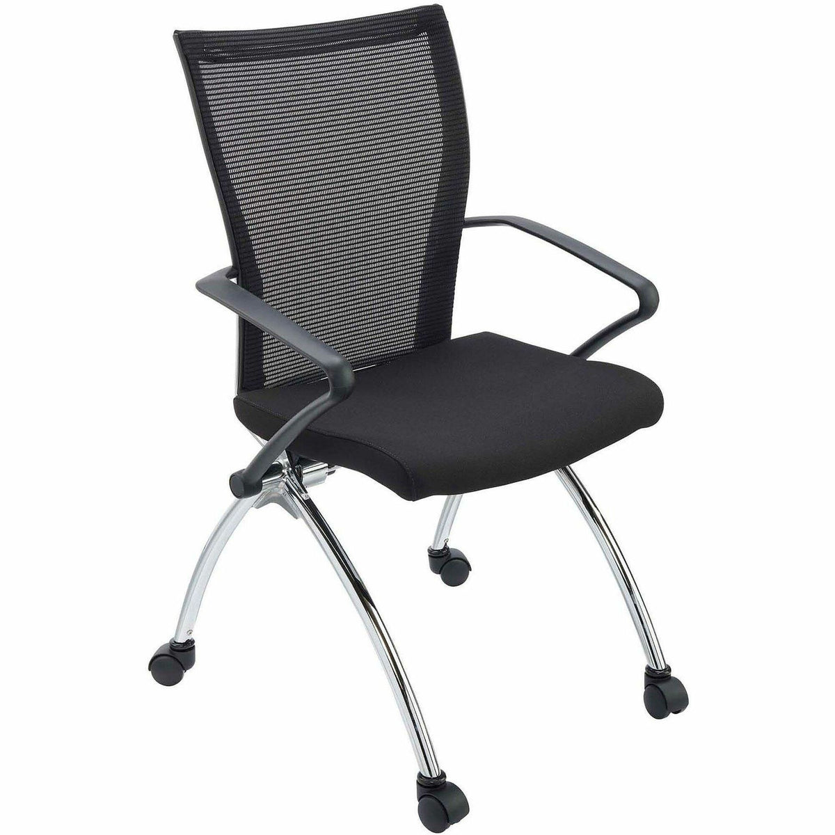 Mayline Valore High Back Training Chair - Red Seat Color - Fabric Seat Material - Black Frame Color - Chrome Frame Mater