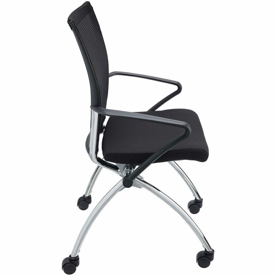 Mayline Valore High Back Training Chair - Red Seat Color - Fabric Seat Material - Black Frame Color - Chrome Frame Mater