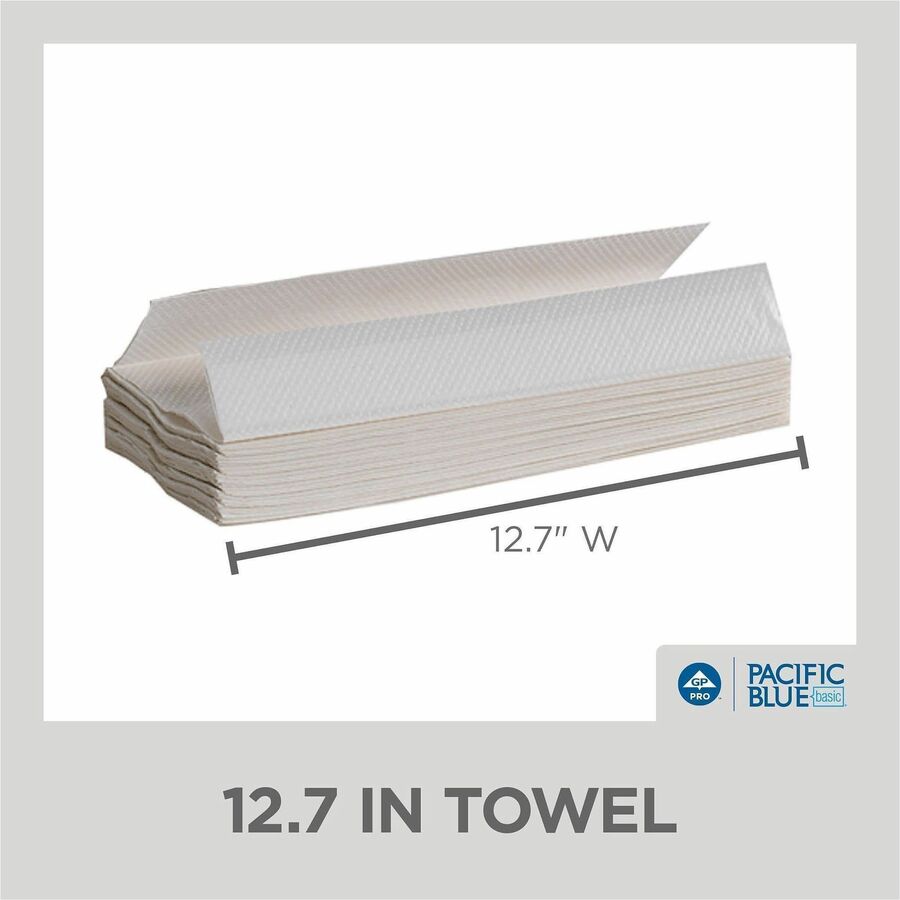 Pacific Blue Basic C-Fold Recycled Paper Towel - 1 Ply - 10.10" Width x 12.70" Length - White - Fiber - 240/Pack - 10 / 