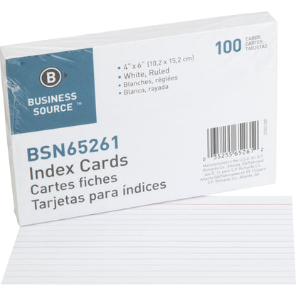 Business Source Ruled Index Cards - 6" Width x 4" Length - 100 / Pack