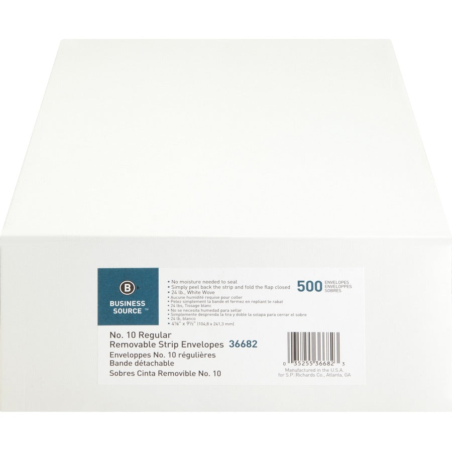 Business Source Regular Tint Peel/Seal Envelopes - Business - #10 - 9 1/2" Width x 4 1/8" Length - 24 lb - Peel & Seal -