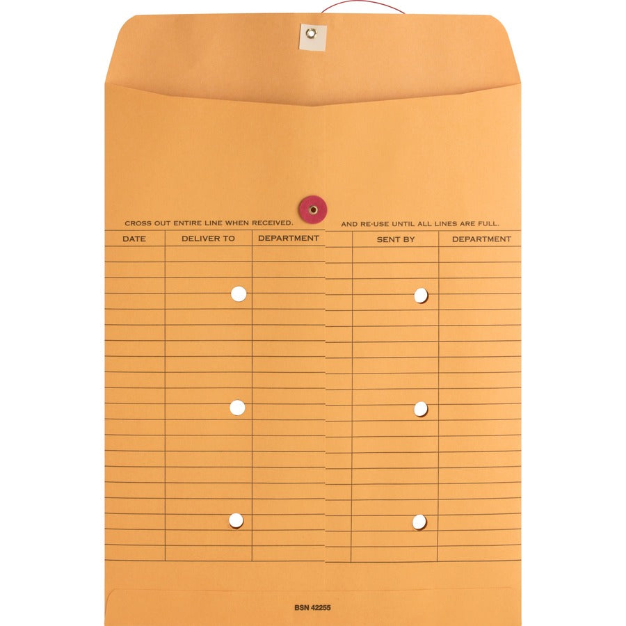 Business Source 2-sided Inter-Department Envelopes - Inter-department - 10" Width x 13" Length - 28 lb - String/Button -