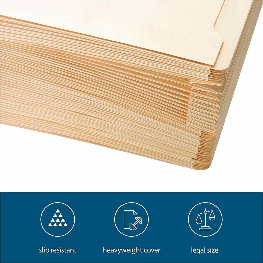Business Source Straight Tab Cut Legal Recycled File Pocket - 8 1/2" x 14" - 2" Expansion - 11 pt. - Manila - 50 / Box