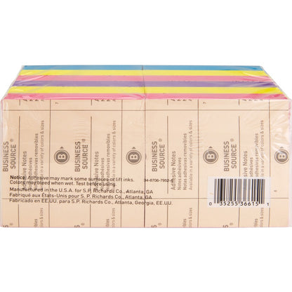 Business Source 3x3 Extreme Colors Adhesive Notes - 100 - 3" Flag/Note Width x 3" Flag/Note Length - Square - Assorted -