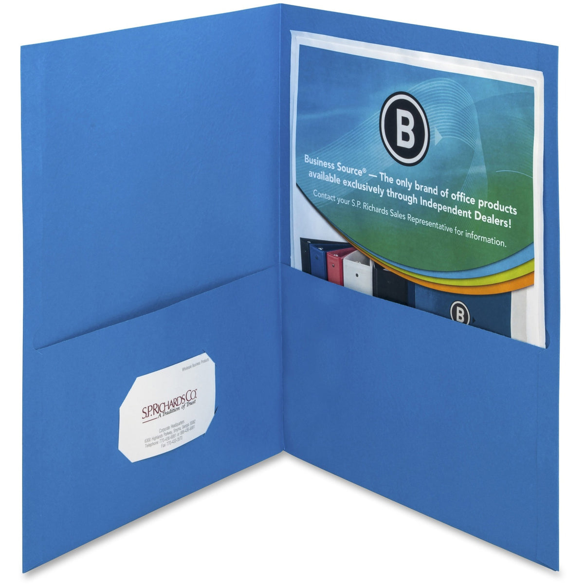 Business Source Letter Recycled Pocket Folder - 8 1/2" x 11" - 100 Sheets Capacity - 2 Inside Front & Back Pocket - Pape