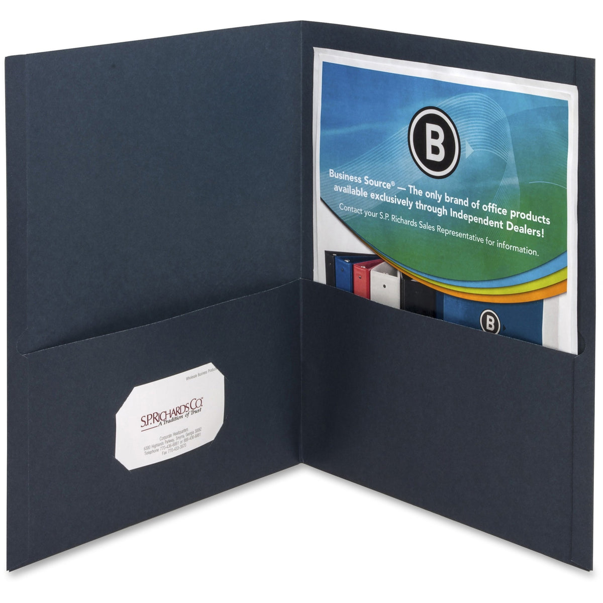 Business Source Letter Recycled Pocket Folder - 8 1/2" x 11" - 100 Sheets Capacity - 2 Inside Front & Back Pocket - Pape