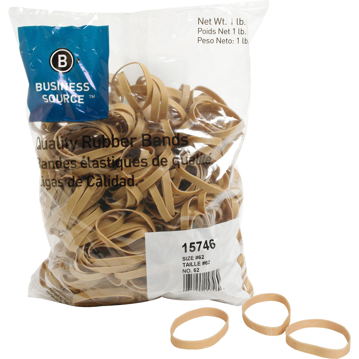 Business Source Quality Rubber Bands - Size: #62 - 2.5" Length x 0.3" Width - Sustainable - Rubber - Crepe - 450 / Pack